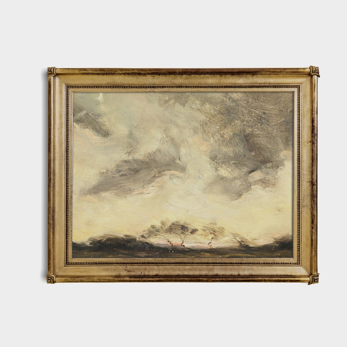 Moody Gray Cloud Study Over Dark Open Fields Vintage Sky Poster - Image 3
