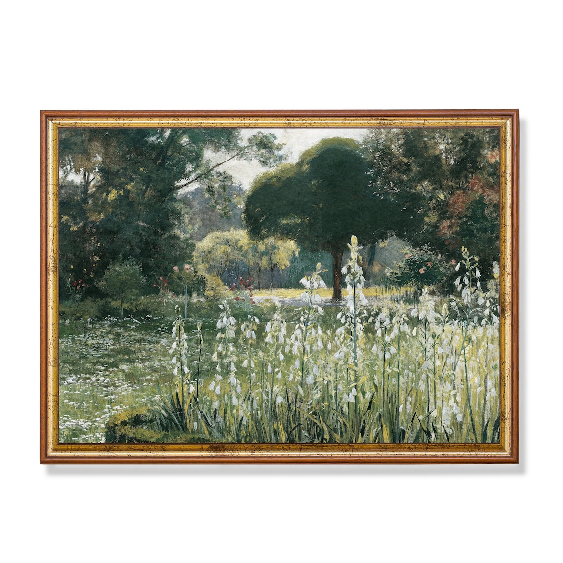 Vintage Country Landscape Art Print, Antique Farmhouse