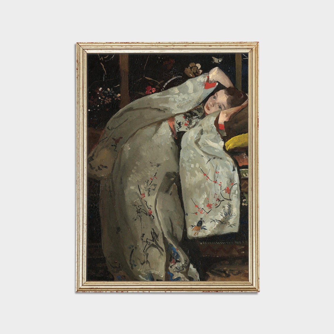 Vintage Girl in White Kimono Japonisme Classic Portrait Poster - Image 2