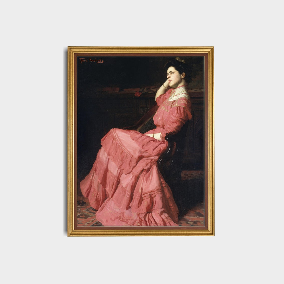 Vintage Portrait Painting Antique Woman Portrait Victorian Lady Wall Art Moody Painting Fine Art - Image 2