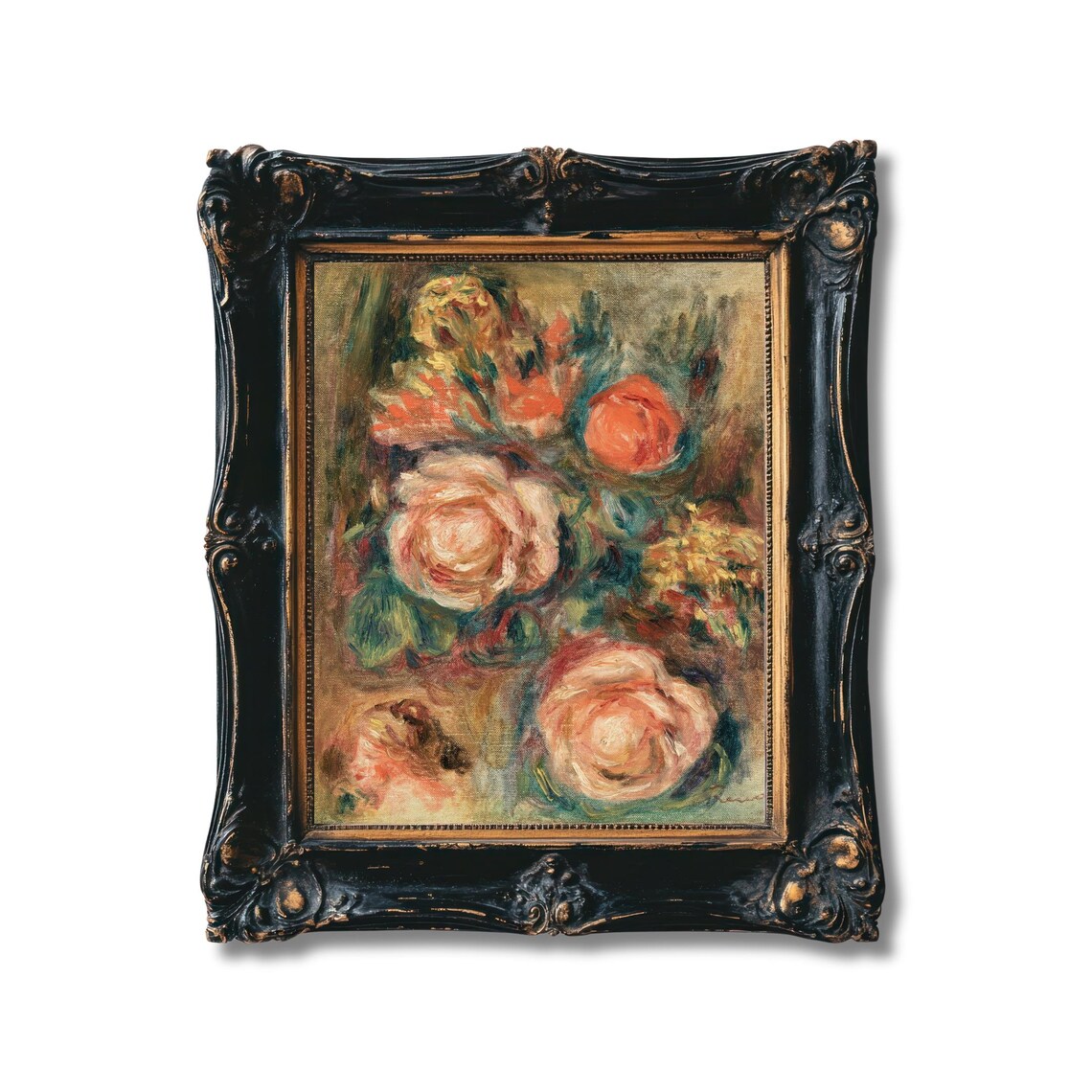 Renoir Pink Roses Bouquet Impressionist Romantic Floral Poster