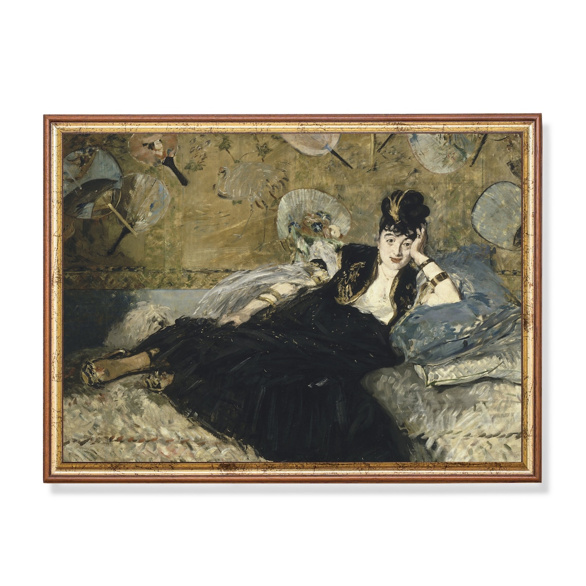 Reclining Woman With Fans by Edouard Manet Classic Art Poster