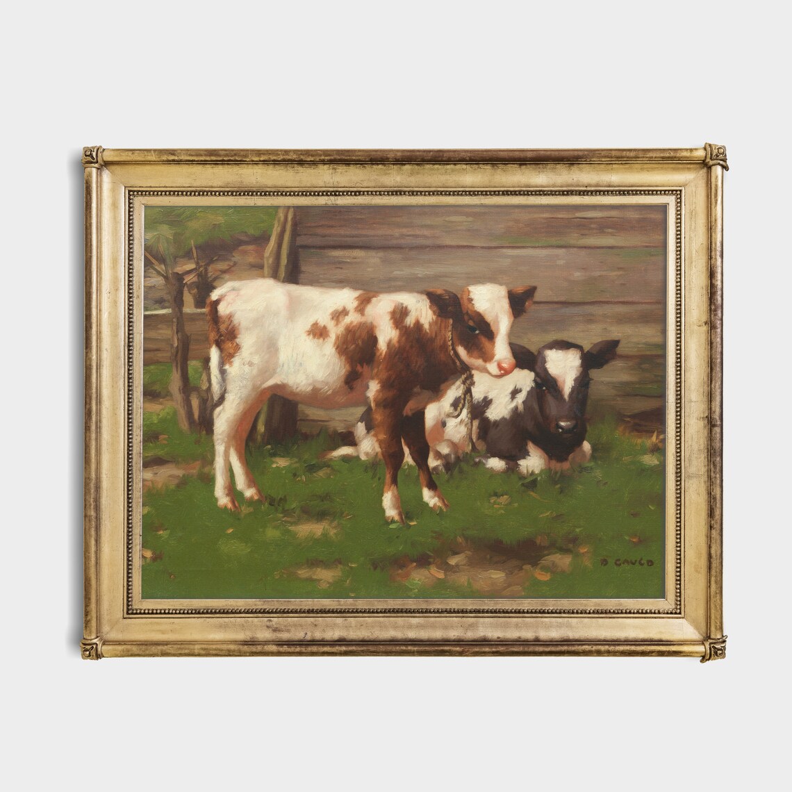 Vintage Cow Animal Print, Rustic Farmhouse Scene - Image 2