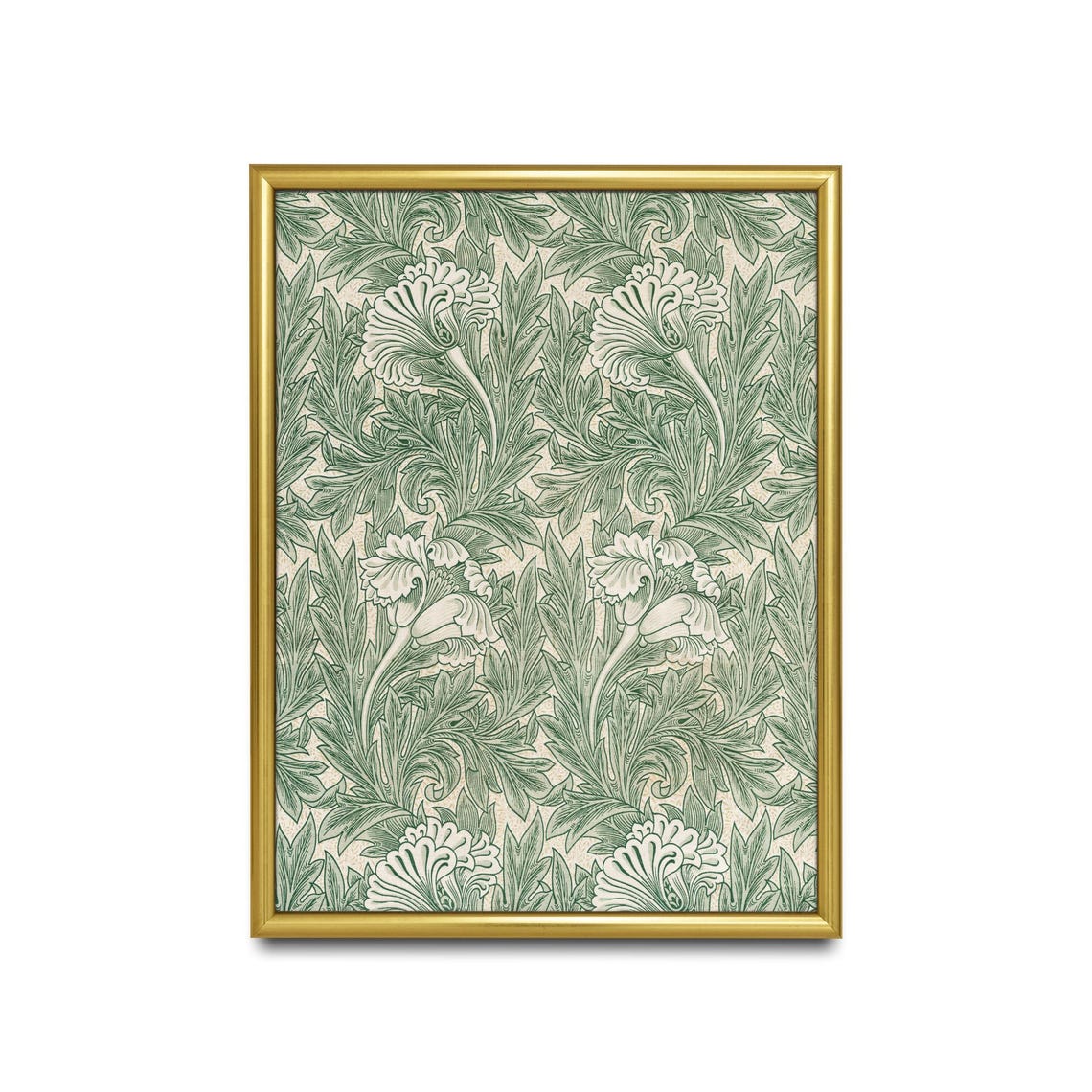 Sage Green Tulip Botanical Tapestry Pattern Arts Crafts Art Poster - Image 2
