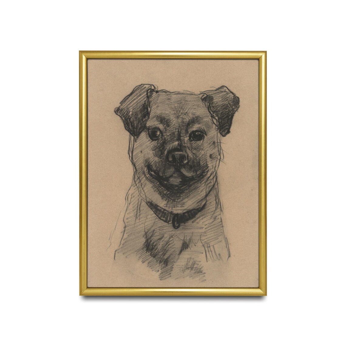 Expressive Dog Portrait Charcoal Sketch Minimalist Pet Drawing Poster - Image 2