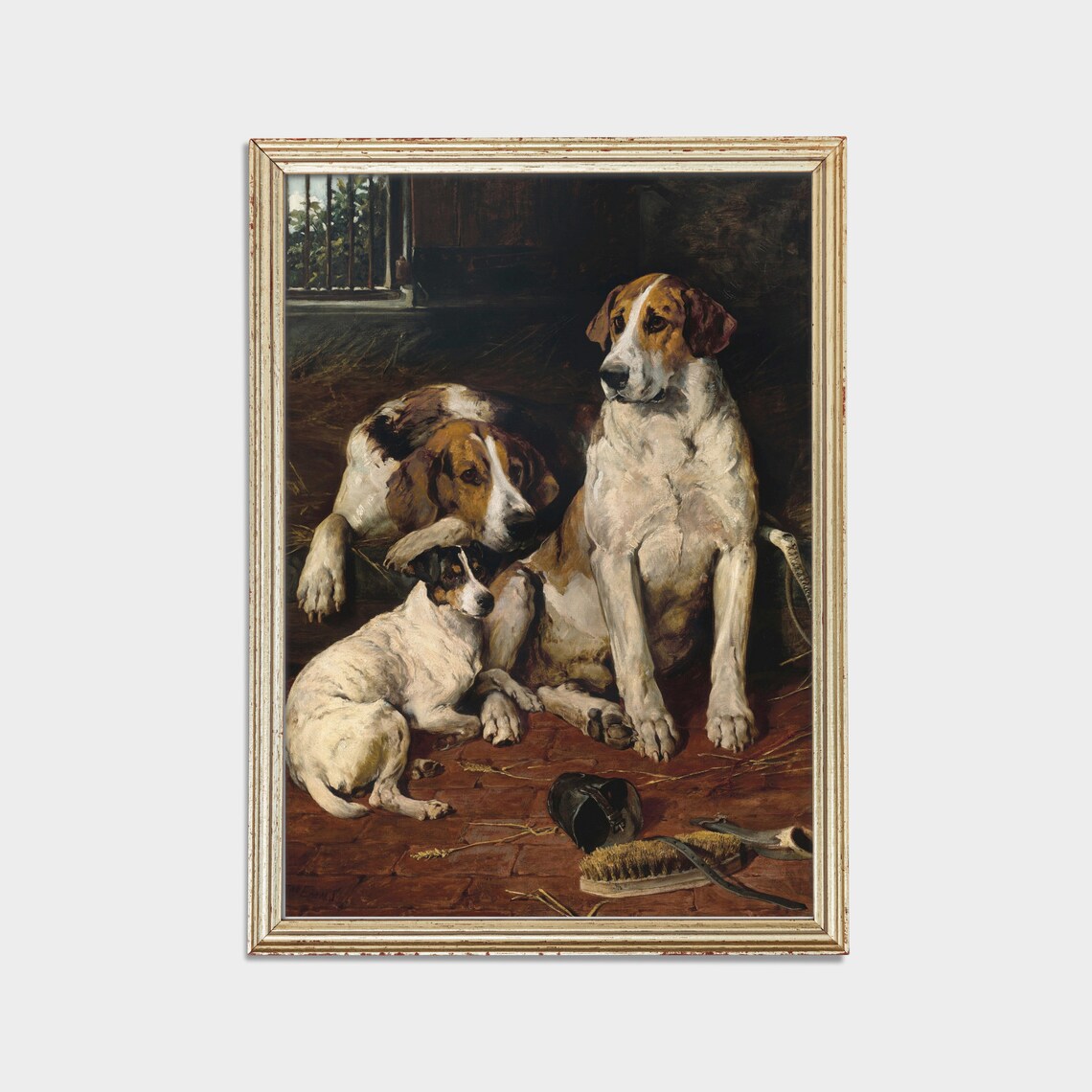 Vintage Dog Painting, Antique Hounds and Terrier Art Print - Image 2