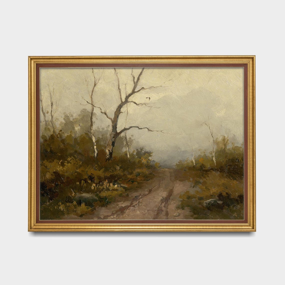 Golden Autumn Dirt Road Disappearing Through Bare Trees Moody Poster - Image 5