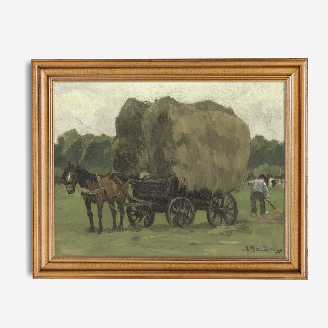 Vintage Landscape Painting Antique Country Landscape Instant Wall Art Farmhouse Decor Oil Painting Fine Print - Image 2
