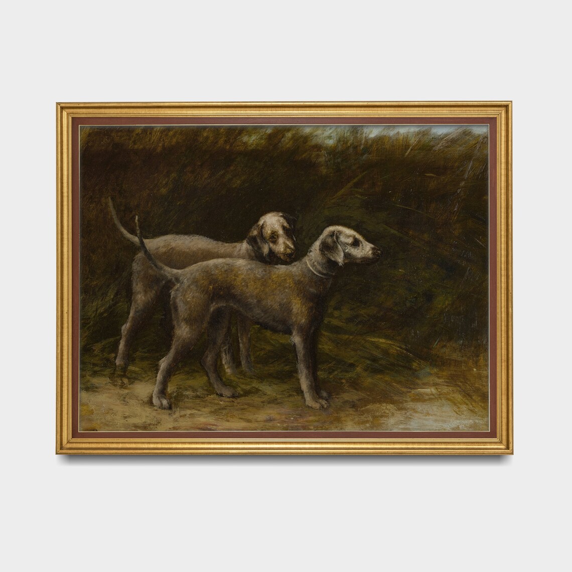 Pair of Deerhounds at the Edge of Dark Woods Dog Portrait Poster - Image 3