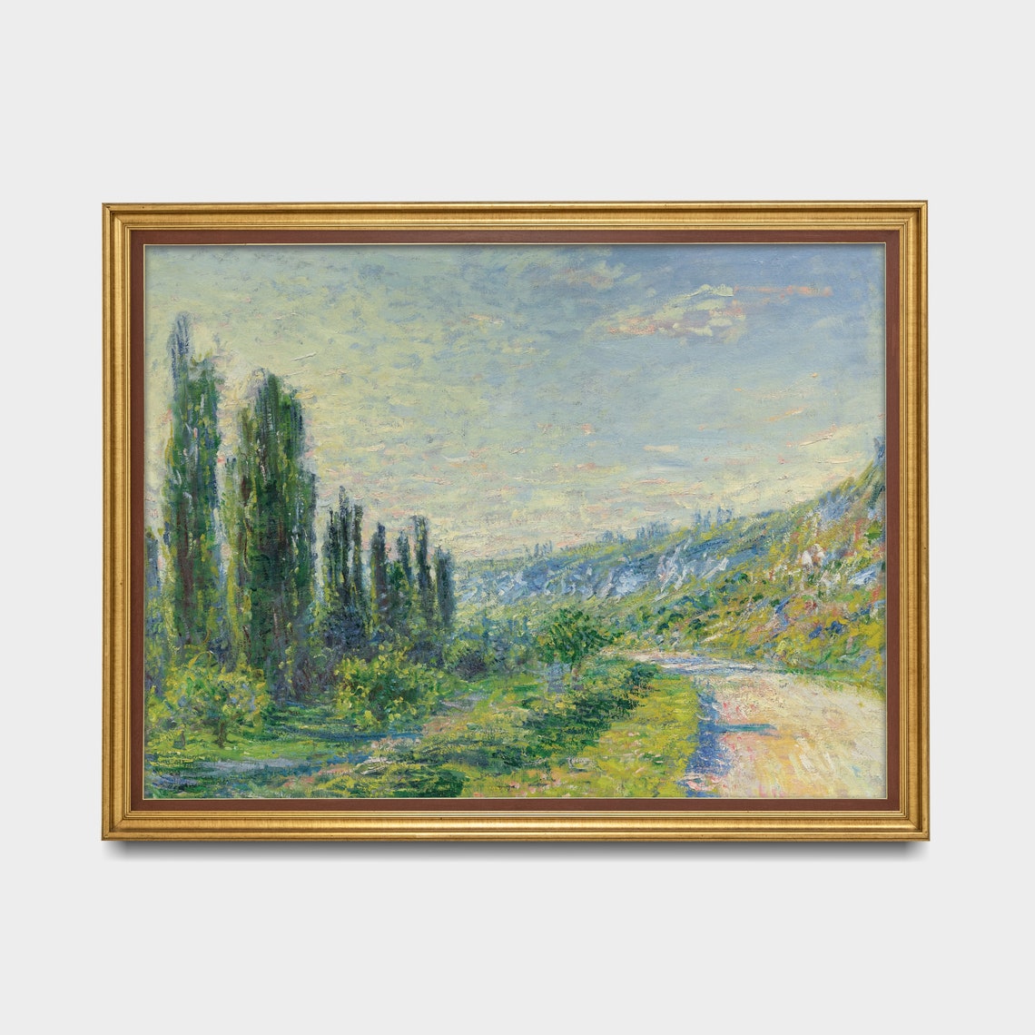 Impressionist Valley Poplar Trees Winding Road Vintage Poster - Image 4