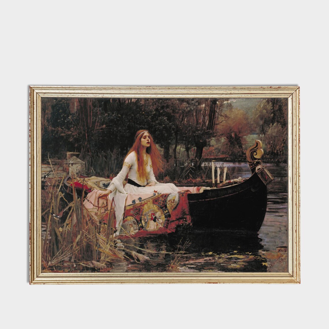 The Lady of Shalott in Her Boat Vintage Mythology Art Reproduction Poster - Image 3