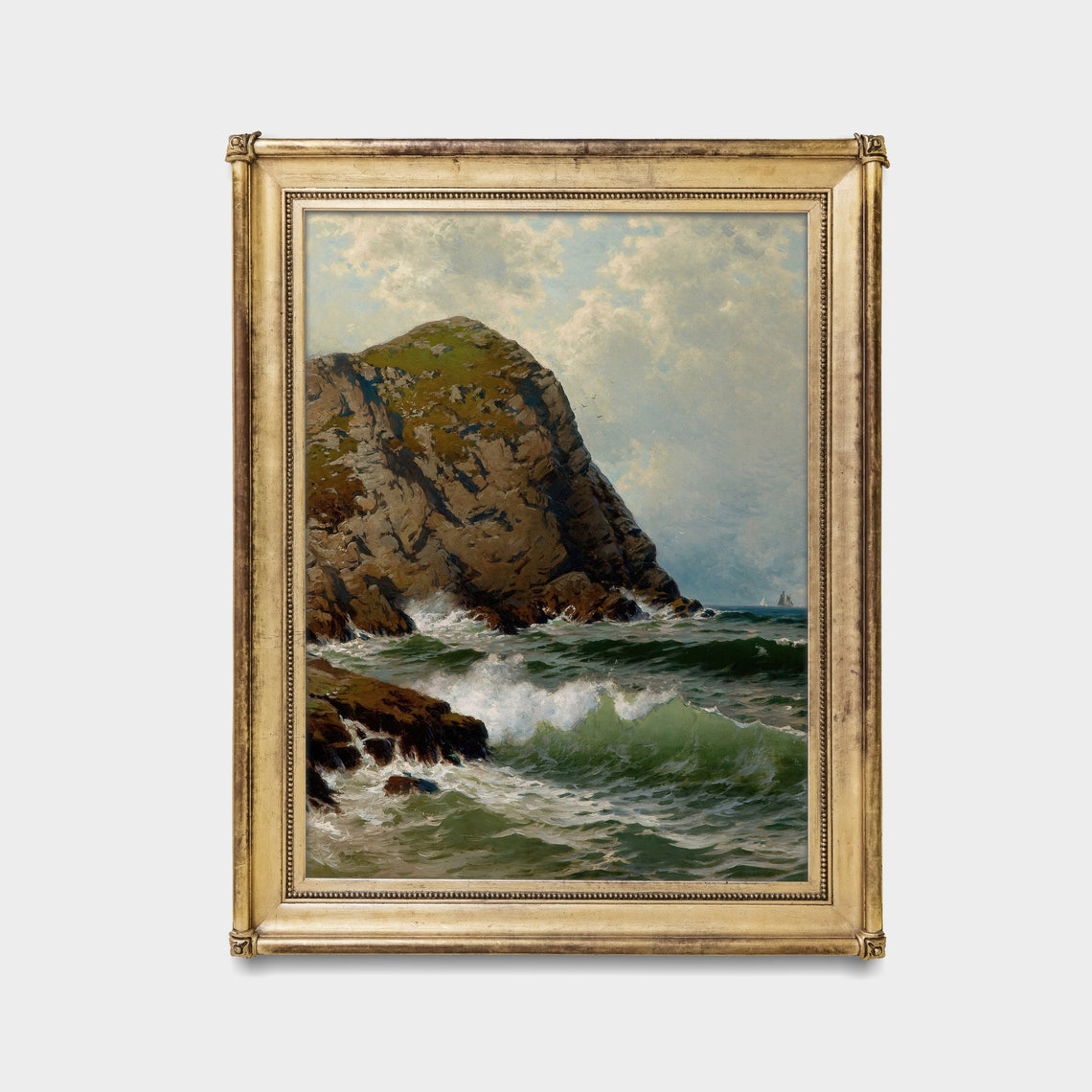 Rocky Ocean Headland with Crashing Waves Vintage Seascape Poster - Image 3