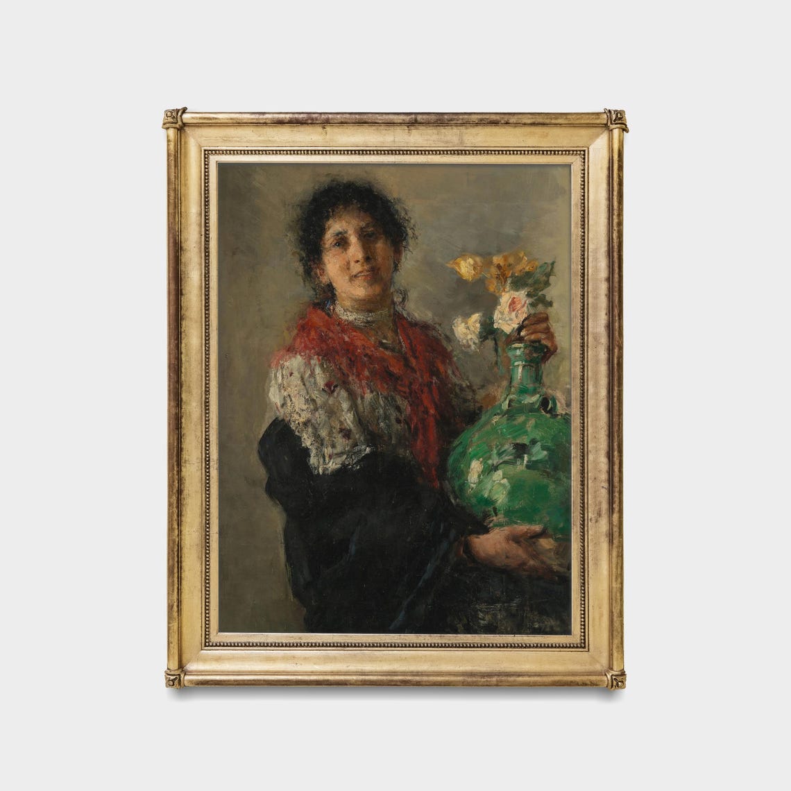 Woman With Green Vase Vintage Impressionist Portrait Art Poster - Image 4