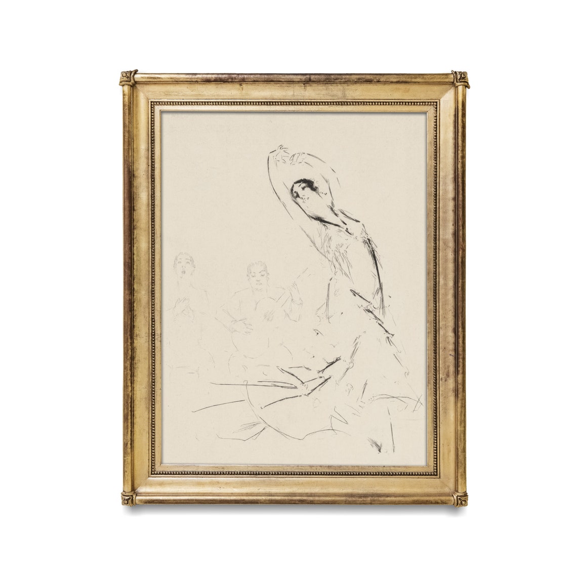 Flamenco Dancer Ink Sketch with Two Guitarists Minimal Poster - Image 3