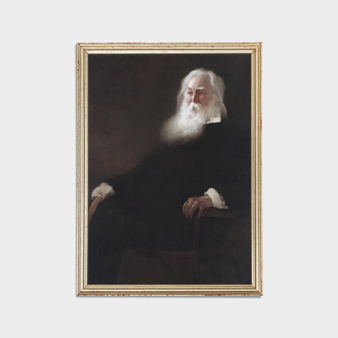 Vintage Portrait Painting Antique Gentleman Portrait Moody Rustic Print Old Man With Beard Wall Art - Image 2