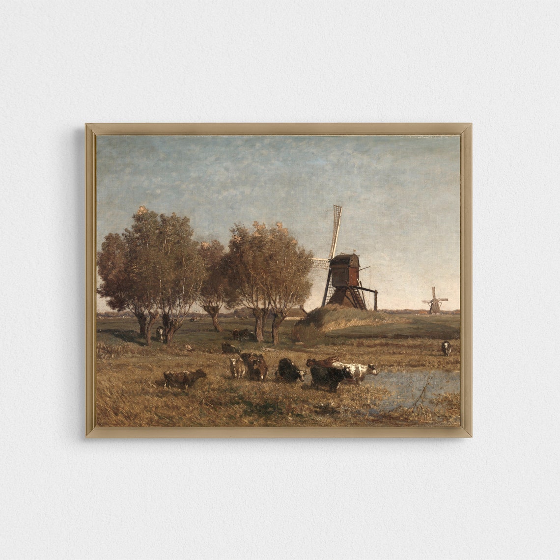 Landscape Painting Vintage Wall Art Antique Art Print Farmhouse Oil Painting Print Wall Art Horizontal Trendy Art - Image 4