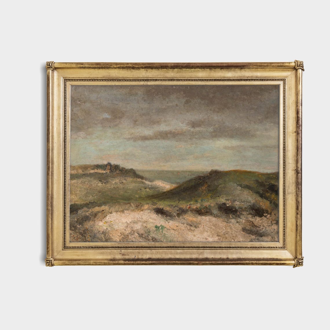 Coastal Dunes Under Grey Sky Vintage Seascape Painting Poster - Image 4