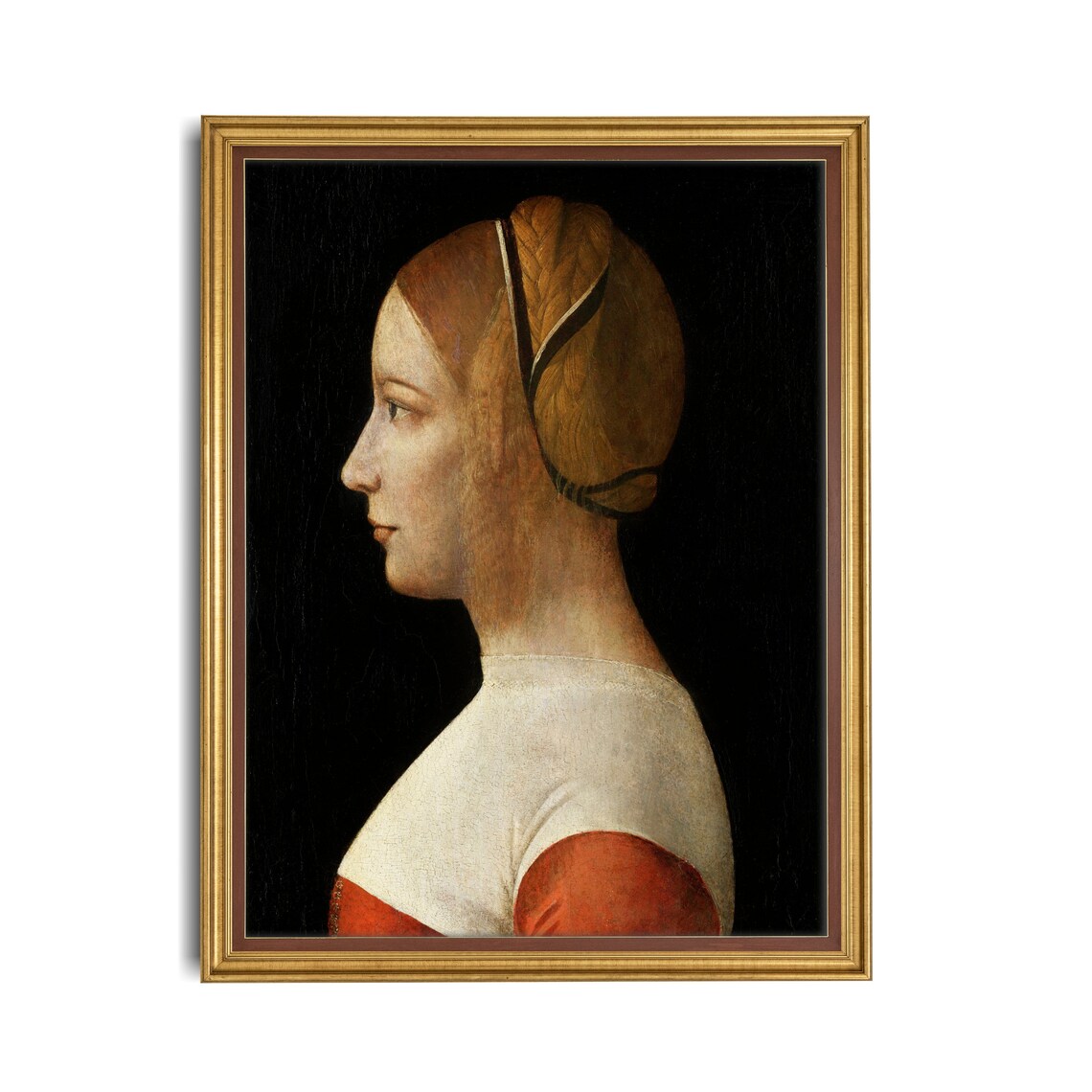 Renaissance Italian Profile Portrait of a Young Woman in Red Vintage Poster - Image 4