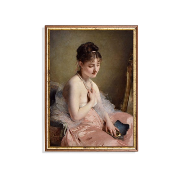 Print And Ship Vintage Portrait Painting Antique Woman Portrait Moody Rustic Victorian Lady Print Fine Art Mailed Print