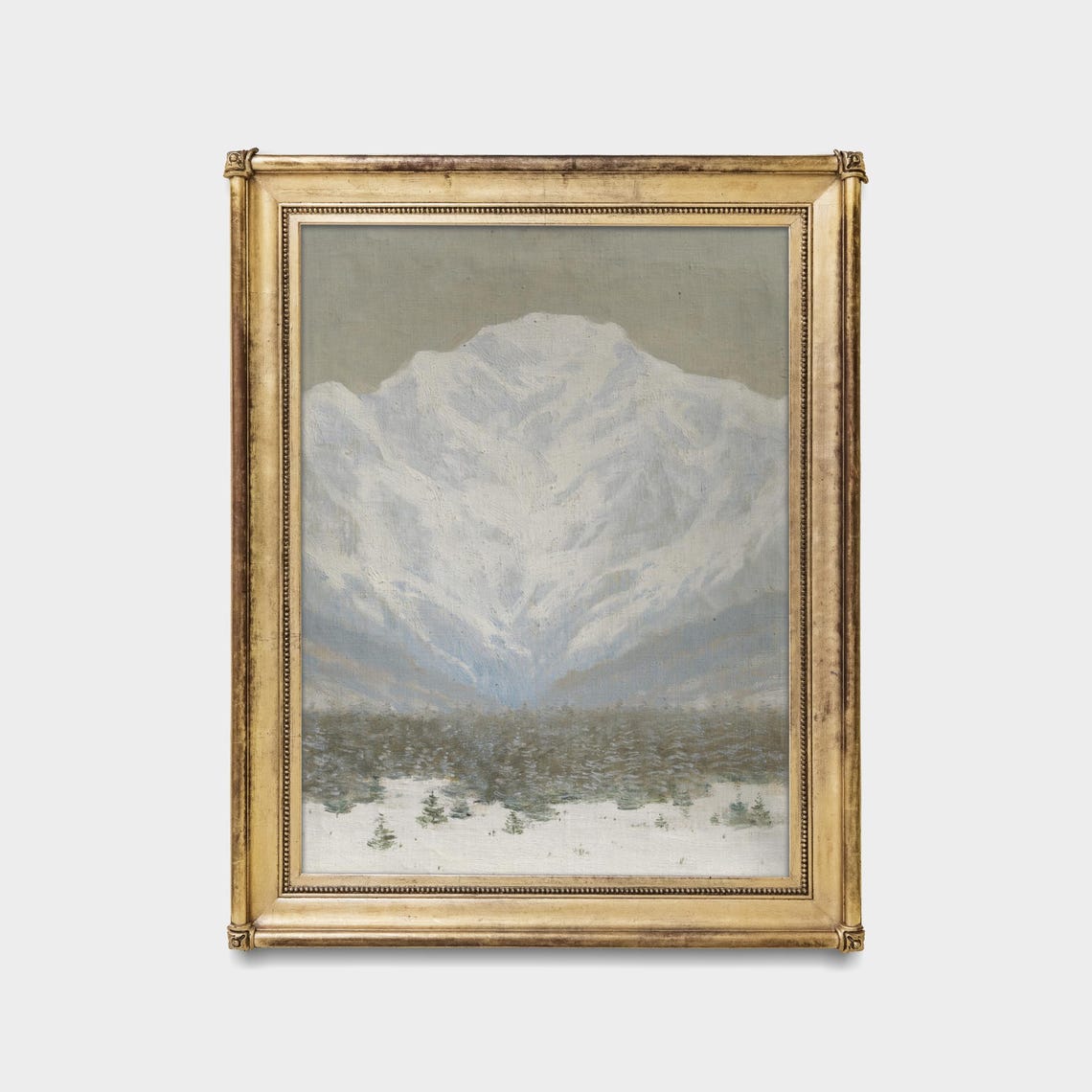 Vertical Snowy Mountain Peak over Pine Forest Winter Scene Poster - Image 5