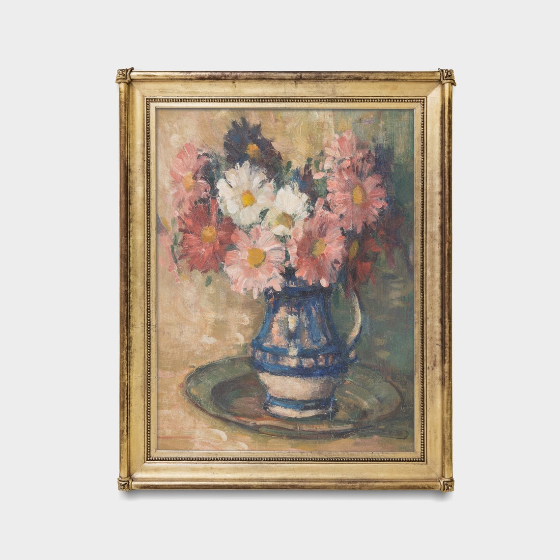 Vintage Daisies in Blue Jug Rustic Farmhouse Floral Still Life Poster - Image 3