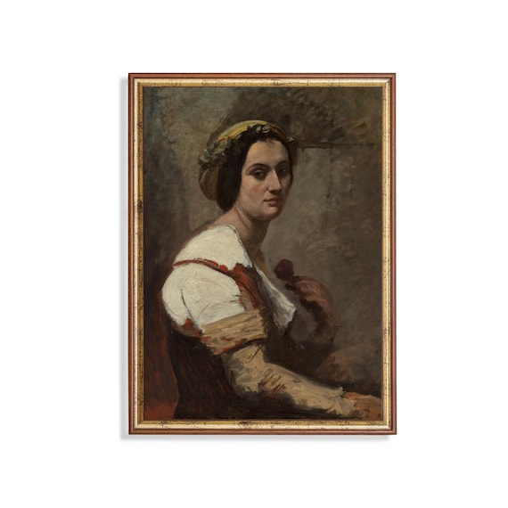 Portrait of an Italian Peasant Woman with a Flower Art Poster