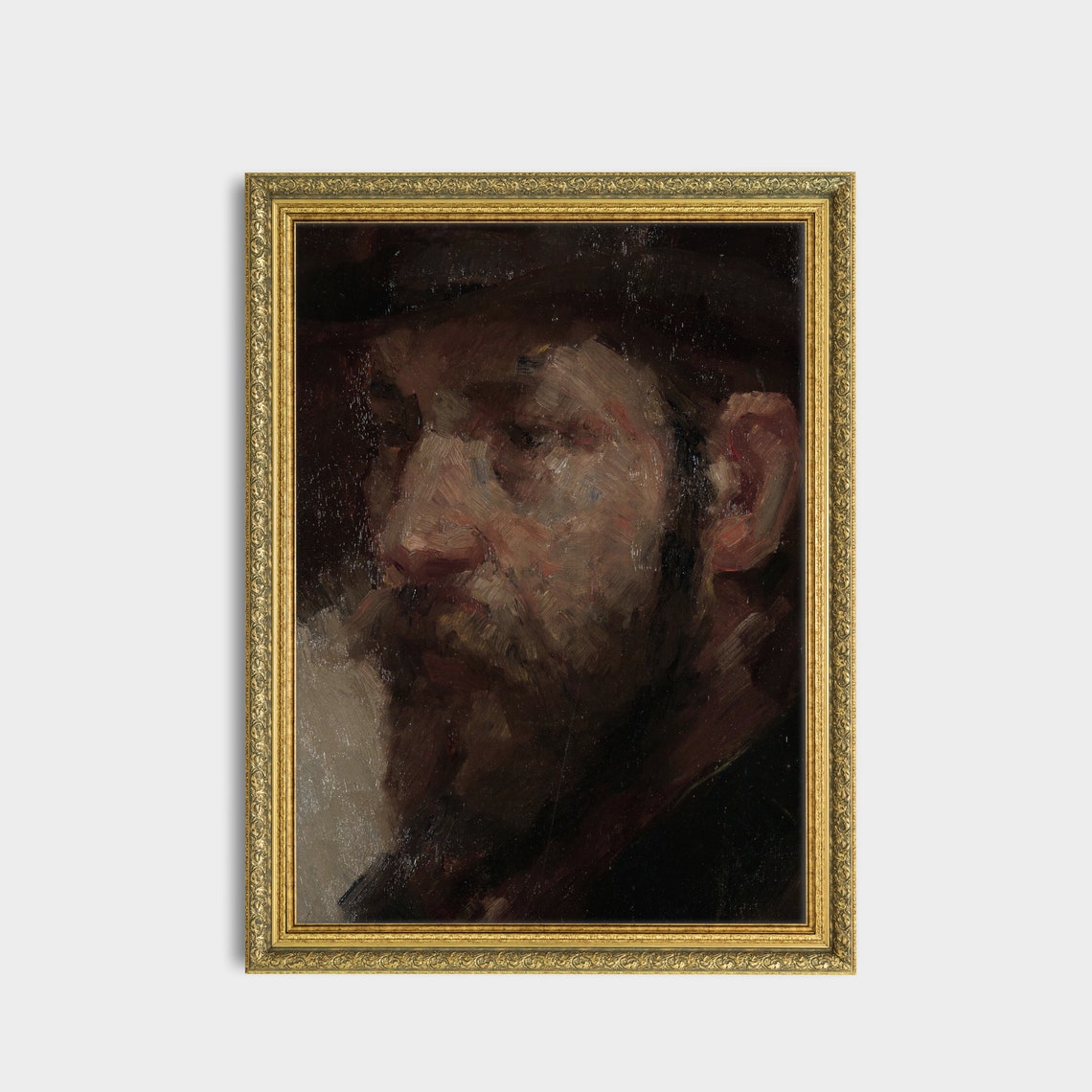 Impressionist Portrait of a Bearded Man Wearing a Dark Hat Poster - Image 3