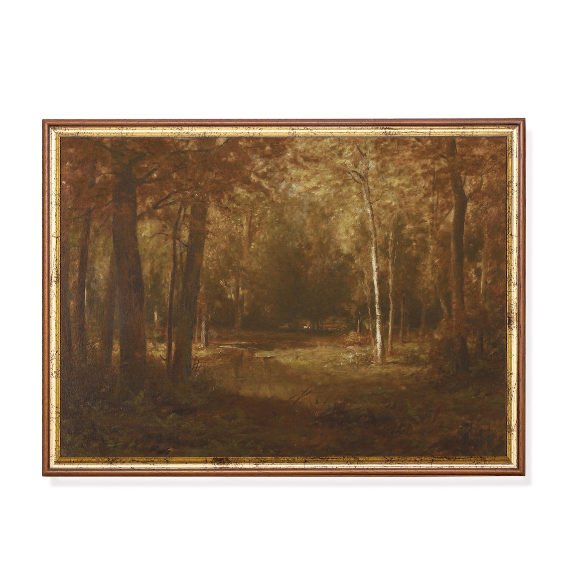Vintage Fall Landscape Art Print, Rustic Autumn