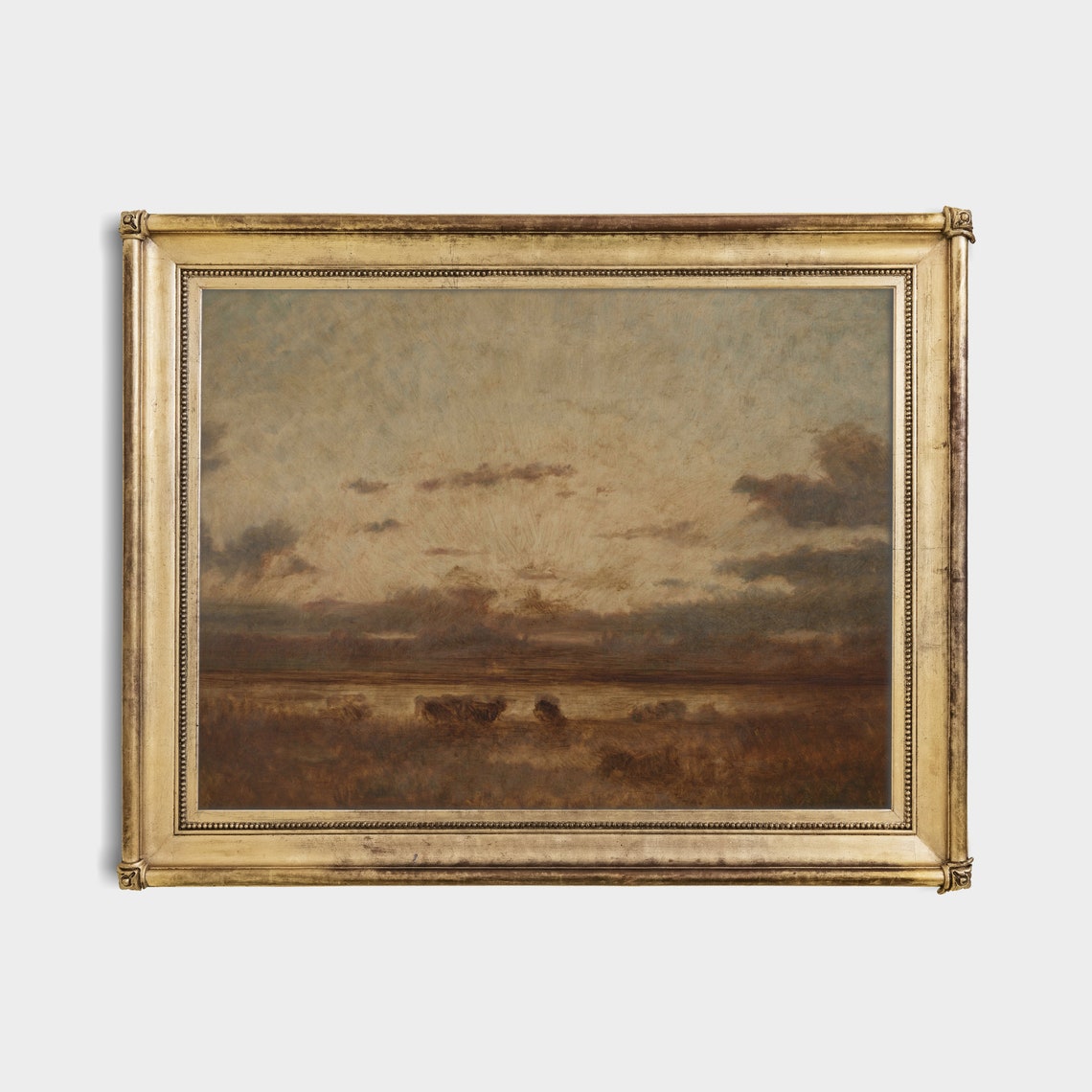 Cattle Grazing in a Marsh Meadow Under a Dramatic Moody Sky Poster - Image 4