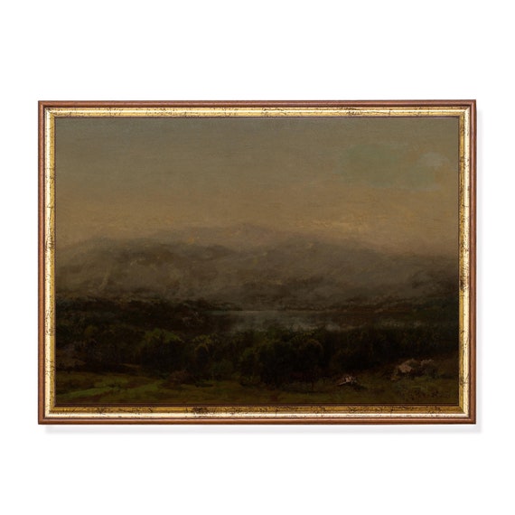 Printed And Shipped Vintage Landscape Painting Antique Country Landscape Moody Rustic Pond Print Farmhouse Decor Physical Prints