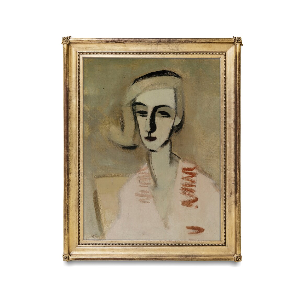 Abstract Woman Portrait in Neutral Tones Modernist Style Art Print - Image 2