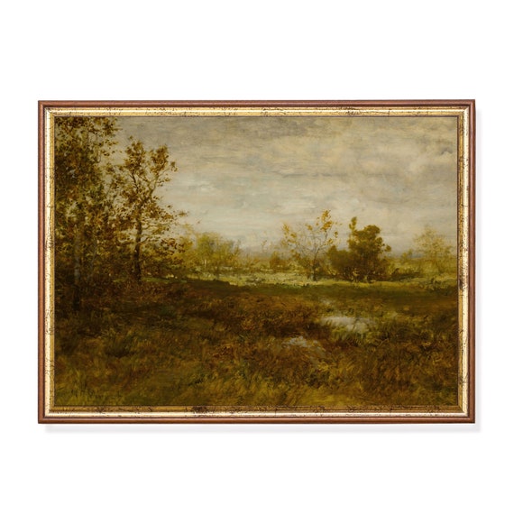 Printed And Shipped Landscape Painting Vintage Wall Art Antique Country Decor Moody Rustic Print Nature Scenery Artwork Fine Art