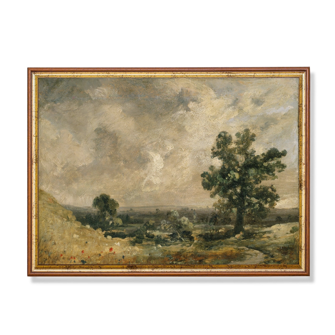 Stormy Sky over Rolling Countryside Vintage Moody Landscape Poster