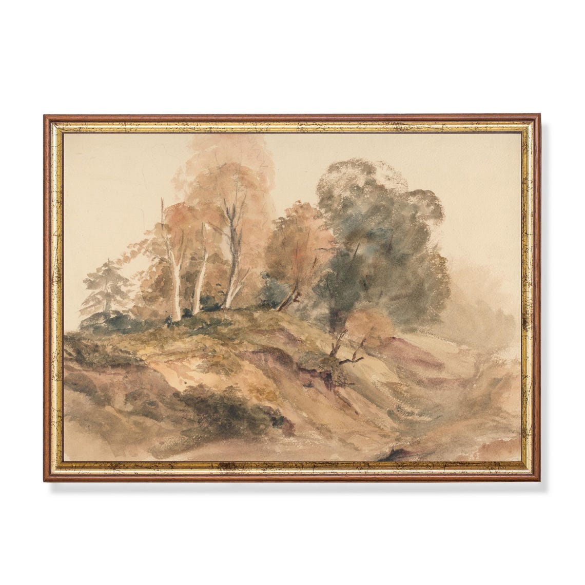 Delicate Loose Watercolor of Autumn Trees on a Hillside Poster