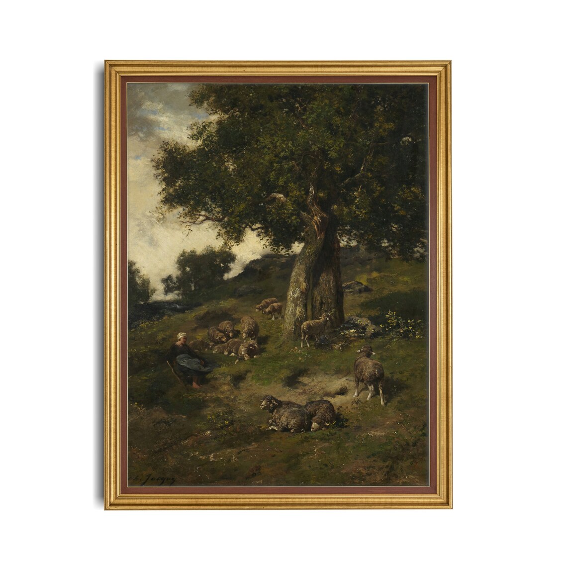 The Shepherdess With Her Flock, Vintage Art Print - Image 2