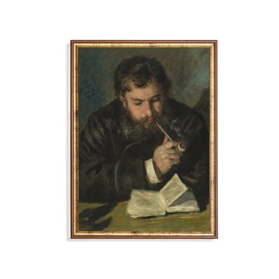 Mailed Print Vintage Portrait Painting Antique Gentleman Portrait Moody Rustic Artwork Printed And Shipped Man Reading A Book