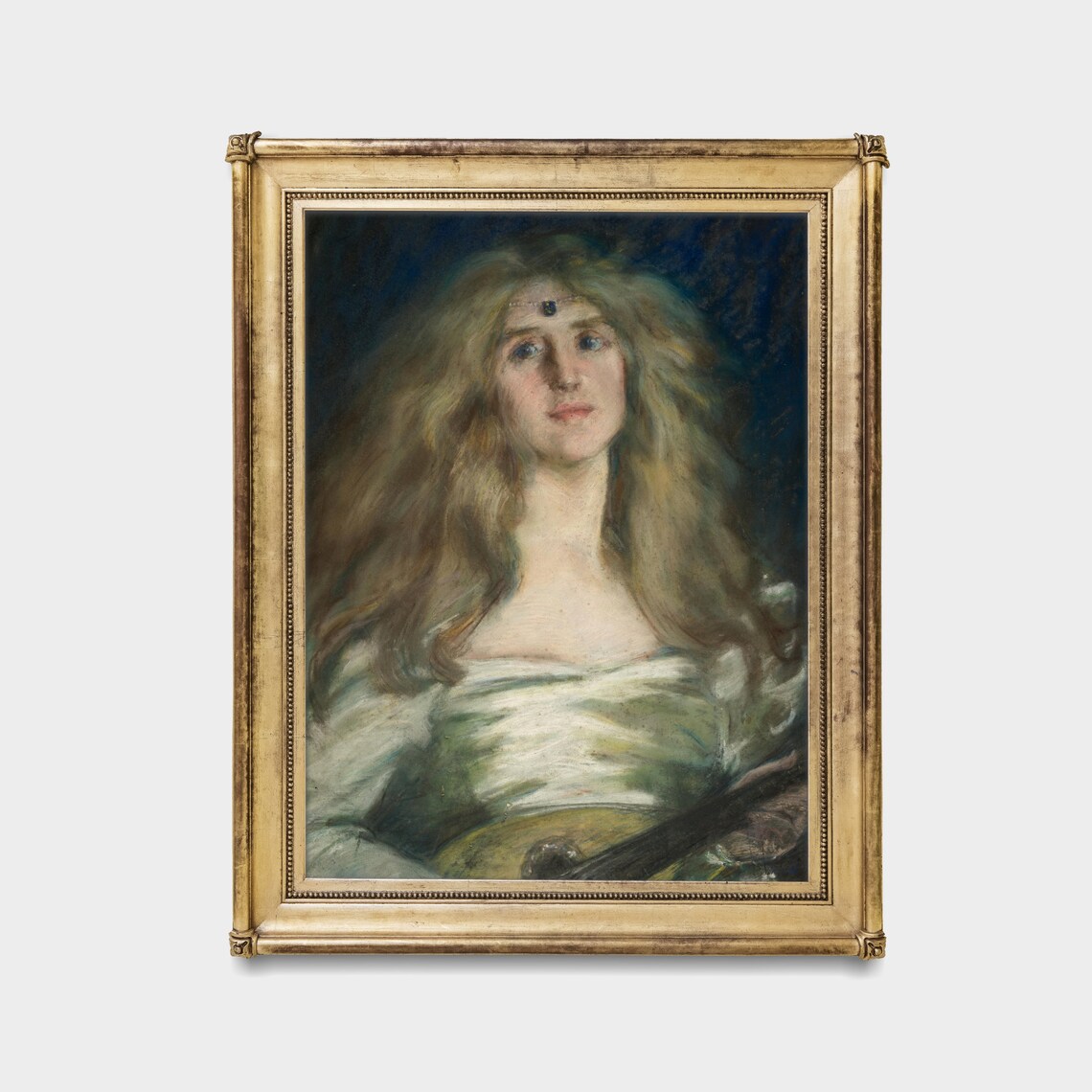 Golden Haired Woman With a Mandolin Moody Vintage Portrait Poster - Image 4