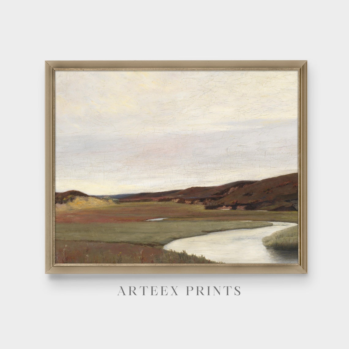 Winding River Through a Quiet Autumn Valley Landscape Poster - Image 4