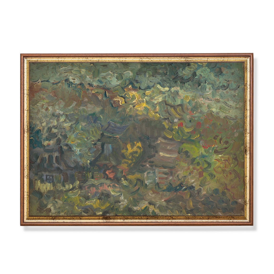 Abstract Green Garden Painted in Thick Impasto Brushwork Poster - Image 4