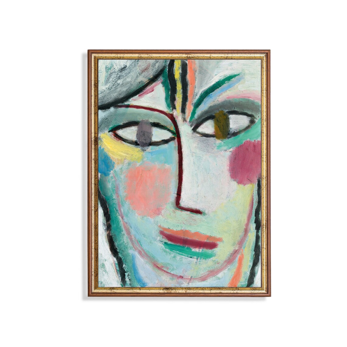 Colorful Fauvist Woman Face Abstract Portrait Painting Poster