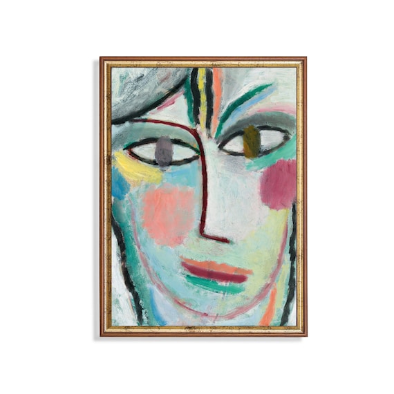 Colorful Fauvist Woman Face Abstract Portrait Painting Poster