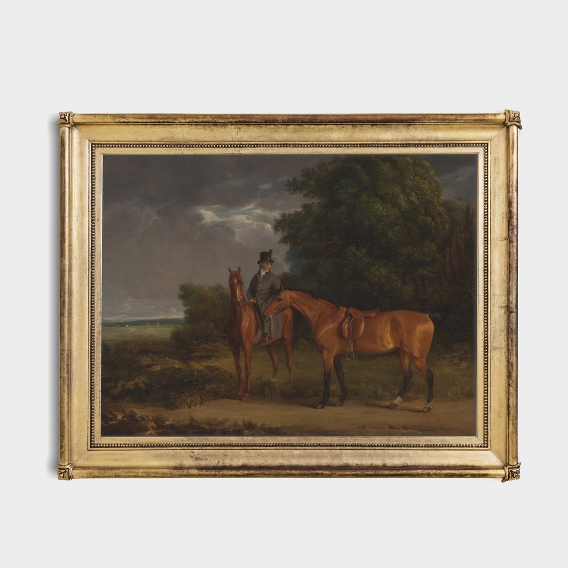 Gentleman in a Top Hat With Two Horses Vintage Equestrian Poster - Image 4