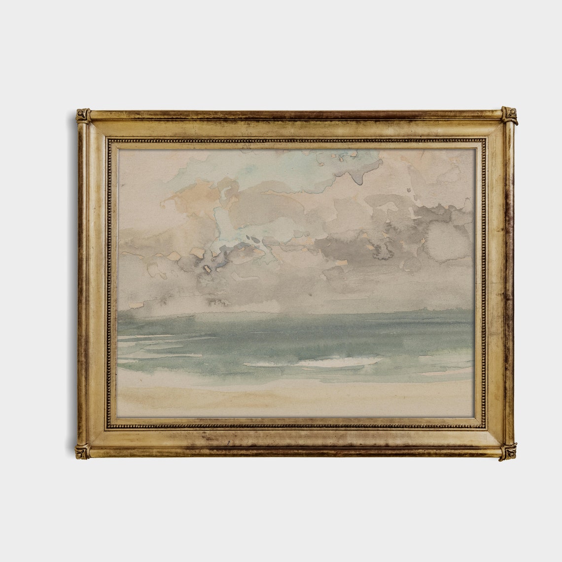 Soft Pastel Watercolor Beach Seascape Study Minimal Art Poster - Image 3