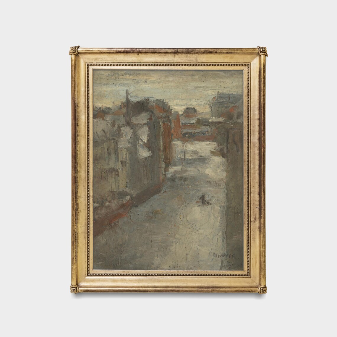 Snowy City Street in Winter Impressionist Cityscape Vintage Poster - Image 5