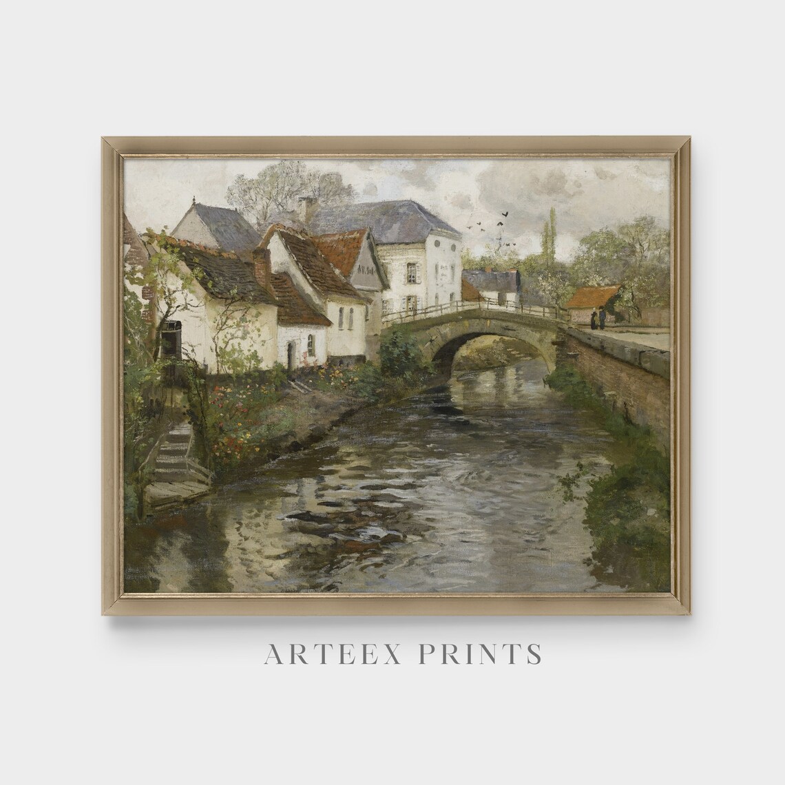 Vintage Countryside Town Art Print, Rustic Farmhouse - Image 3