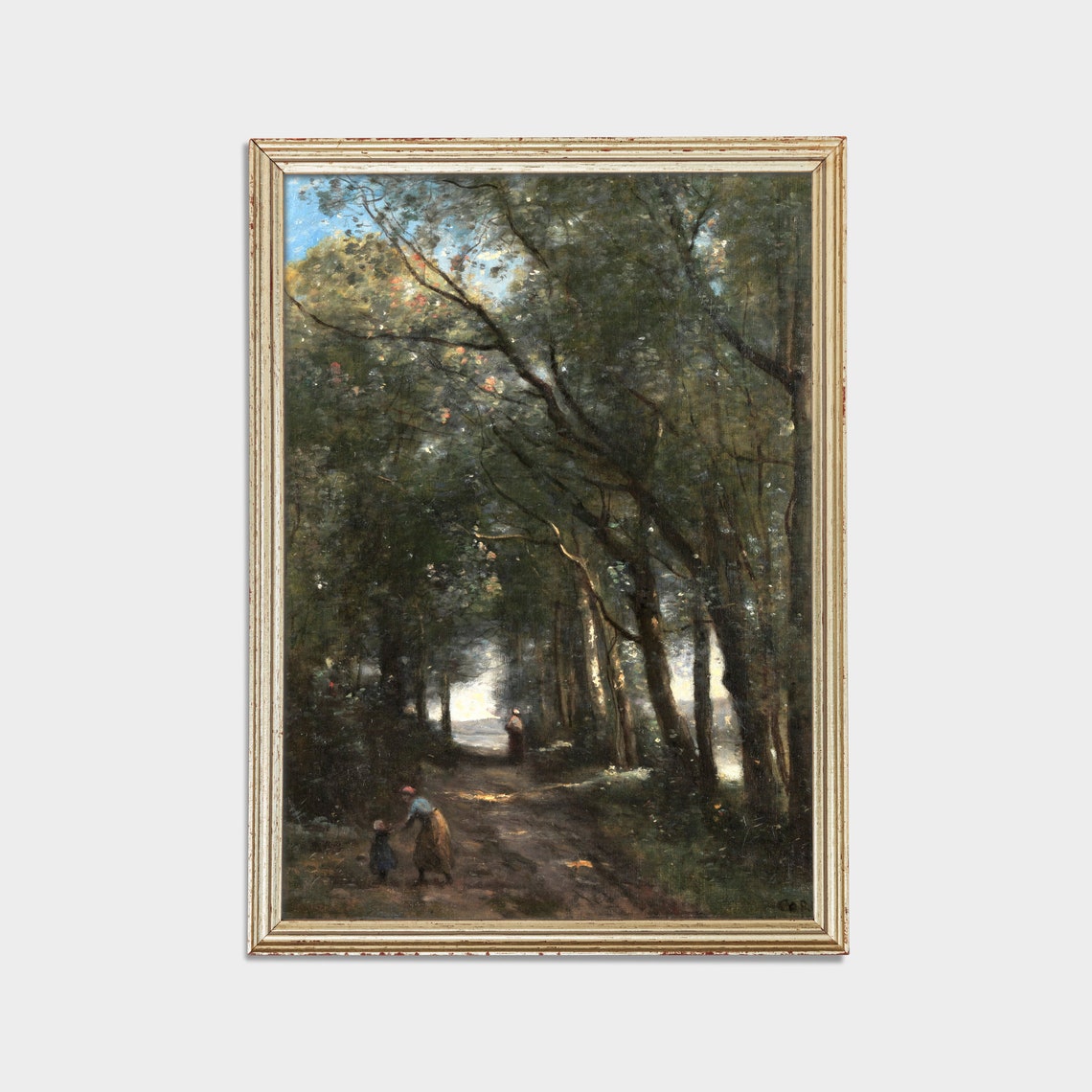 Shaded Forest Path with Strolling Figures Antique Woodland Poster - Image 2