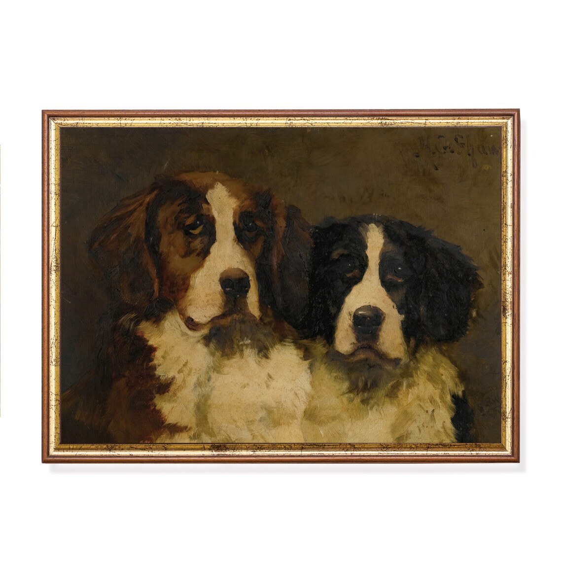 Vintage Dogs Moody Animal Lover Gift Poster