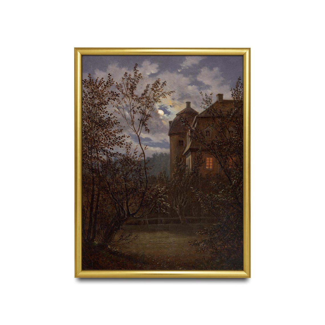 Manor House Under a Moonlit Sky Dark Moody Gothic Night Scene Poster - Image 2