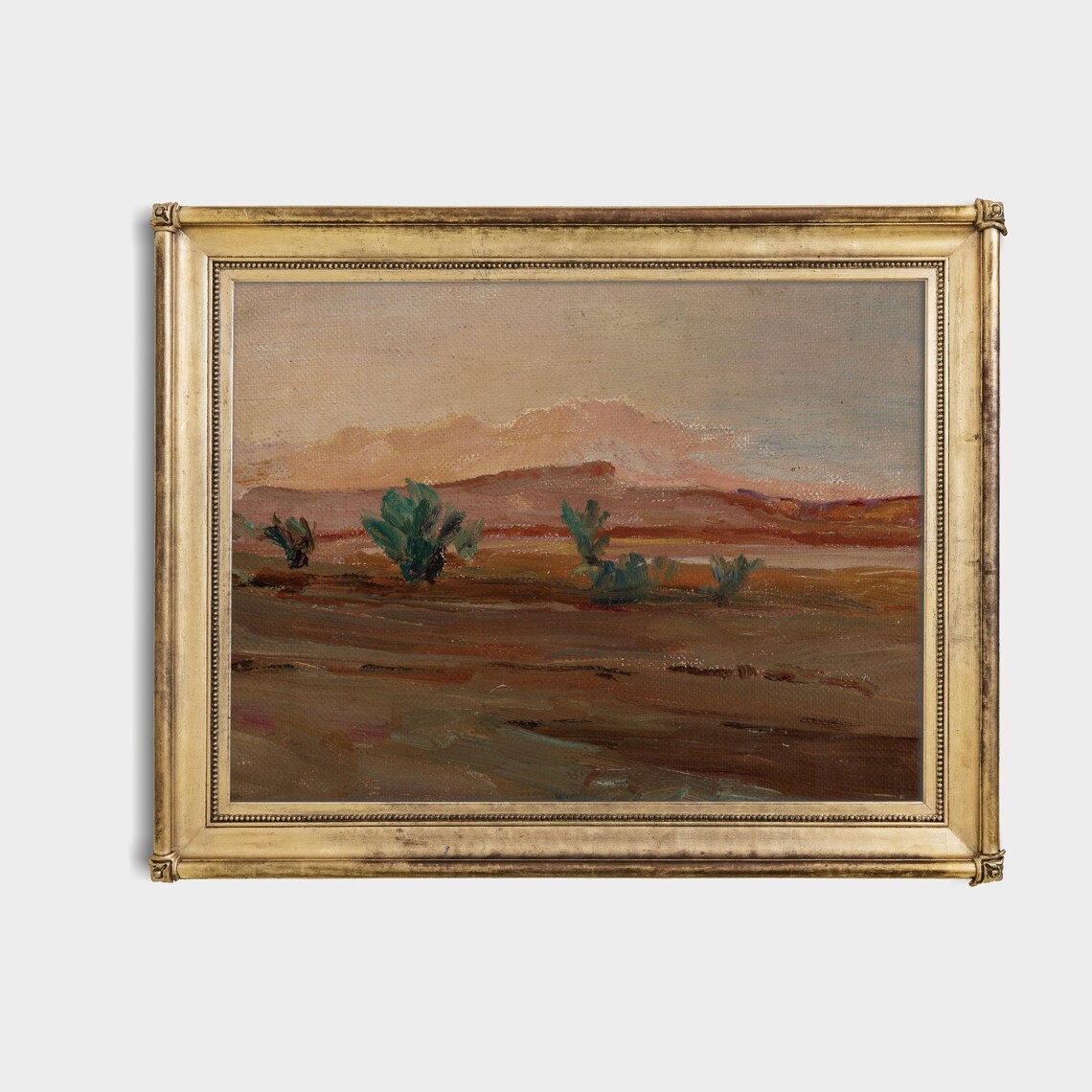 Warm Desert Landscape At Sunset With Mesas Vintage Oil Painting Poster - Image 4