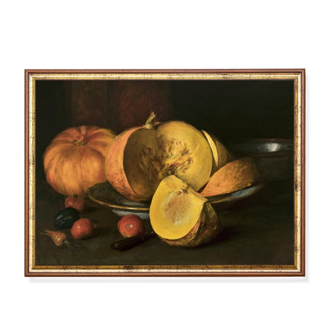 Vintage Still Life With Pumpkin, Rustic Art Print